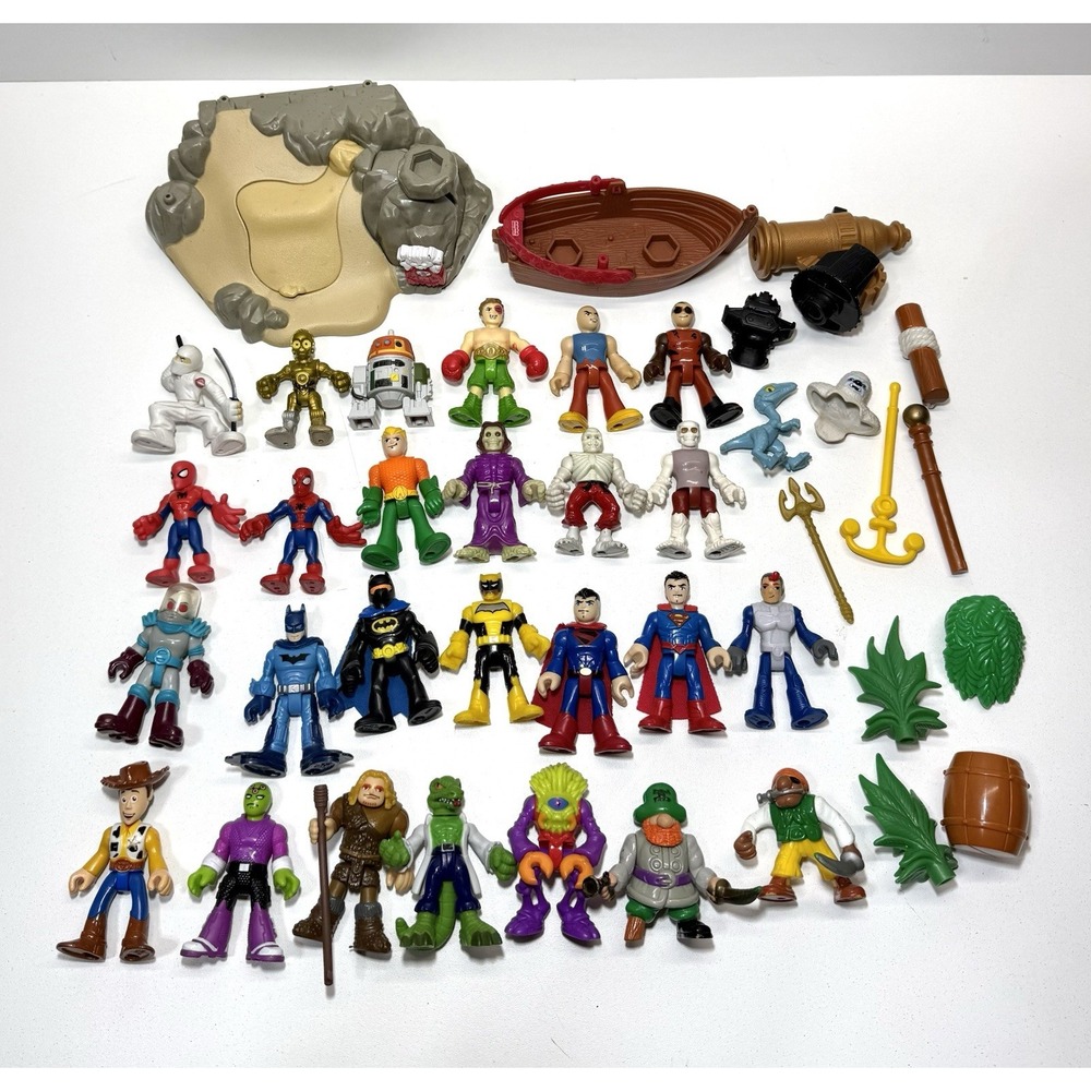 Imaginext Fisher Price Figure Lot Batman, Dc, Spider-Man , Pirates Plus